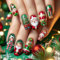 Elegant Christmas Nails With Santa And Box False Nails Full Covers Winter Acrylic Nails For Fashion Enthusiasts
