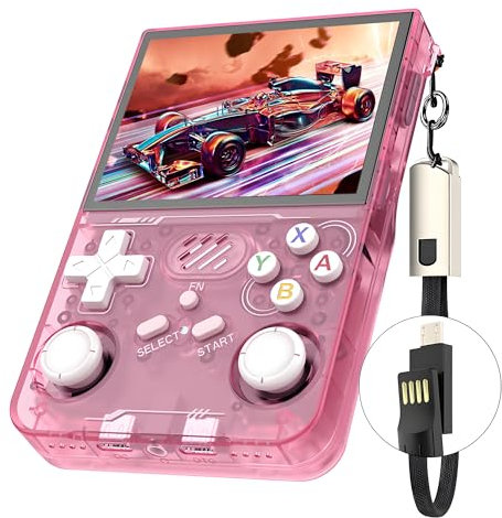 R36XX Consola portátil de Juegos Retro con 15000/30000+ Juegos, Pantalla IPS de 3,5 Pulgadas, 64/128G, 12+Emuladores, batería de 3000mAh, Sistema operativo Linux de código Abierto,64G (Rosa)
