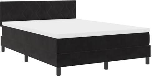 vidaXL Boxspringbett mit Matratze Schwarz 140 x 190 cm Stoff, Moderner Schlafzimmer-Furnitur, Coole Samt-Bett, langlebige Schaum-Matratze, stylisch anpassbar für Guten Schlaf