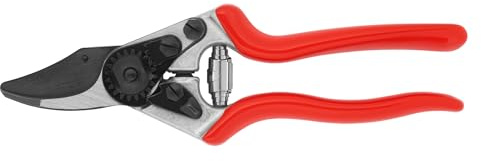 FELCO 6 Gartenschere Klinge F-Tech/Rote Griffe – kompakt, ergonomisch für mittlere Hände, 20 mm Schnittdurchmesser, geschmiedetes Aluminium, Swiss Made