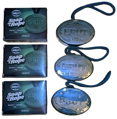 3-Pack Soap on a Rope | Men's (150g x 3) – Large Triple-Milled Exfoliating Body Bars | Long-Lasting Masculine Scented Shower Soap with Hanging Rope