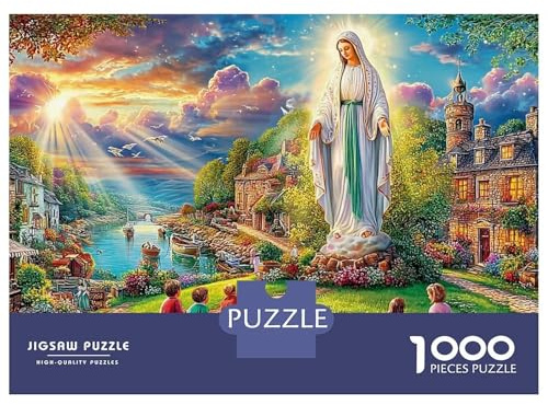 Miraculous Vision 1000-teiliges Puzzle Für Erwachsene Kinder Mary Dorf Blumen Anspruchsvolles Puzzle Stress Abbauen Familie Aktivität Spiele Geschenk Zum Geburtstag 38x26cm/1000pcs