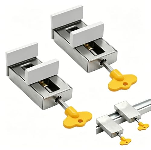 Lot de 2 Verrous de Fenêtre, Sécurité Foyer pour Fenêtre et Baie Coulissante, Bloque Fenêtre Réglable en Alliage d'Aluminium avec Clé, Limiteur d'Ouverture pour Maison et Bureau