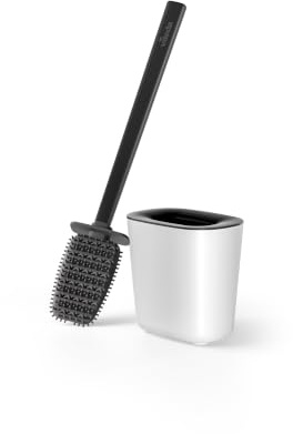 Vileda Scopino per WC con supporto, scopino per WC in plastica robusta di colore bianco, set igienico per WC con superficie antiscivolo per il bagno
