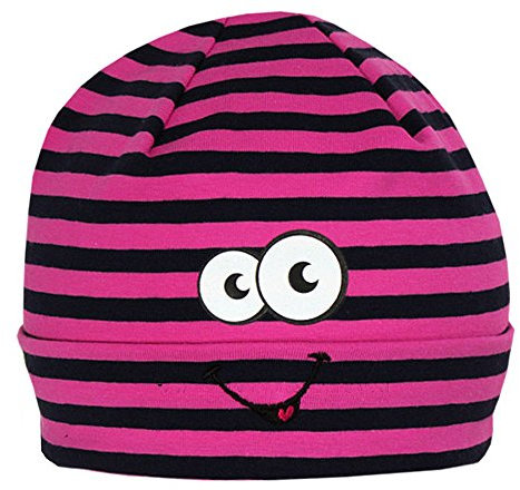 Maximo Mädchen Mütze Smile Ringel pink-schwarz, Gr. 57,UV-Schutz 50+ (57)