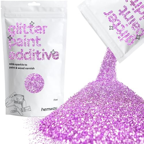 Hemway Glitter Paint Additive - Lavender Purple | Fine Metallic Flakes for Adding Sparkle to Paints & Wood Varnish | Add to Emulsion, Acrylic & Latex for Indoor Sparkly Walls | 100 g