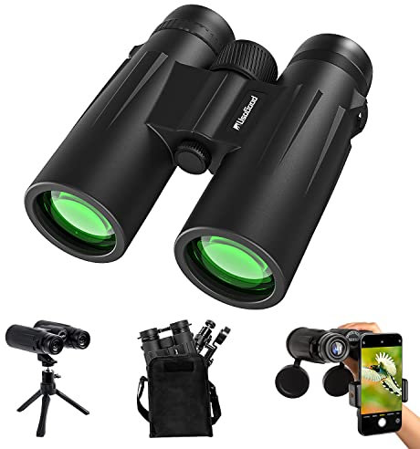 Usogood Professional 12 x 50 Prismáticos para Adultos - Prismas BaK4 y Lentes FMC, Potentes Binoculares para Observación de Aves, Caza, Senderismo con Adaptador para Teléfono con Trípode