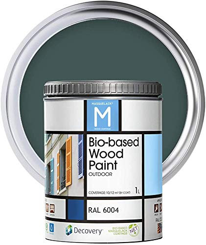 Impregnante per Legno Esterno - Verde - RAL 6004-1 Litro - Protegge dall'Acqua, Umidità e Raggi UV - Vernice Naturale ad Alta Copertura e Rifinitura Semi Opaca - Asciugatura Veloce