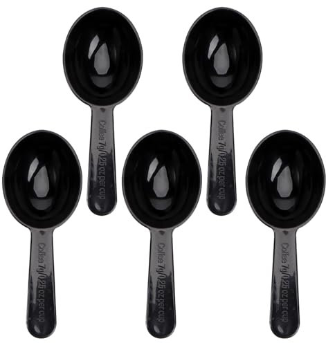 Cabilock 5 Stück Dosierlöffel Messlöffel Milchpulver Baking Soda Dosierlöffel Backpulver Kunststoff Messlöffel Dosierlöffel Maßlöffel für Tee und Milchpulver Flüssiggewürz Küchenutensilien Schwarz