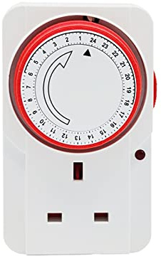 FAMKIT 24 Hour Plug-in Mechanical Timer Accurate Heavy Duty 3-Prong Programmable Mechanical Timer 3250W 13A UK Plug for Home Kitchen Office Aquarium Hydroponics