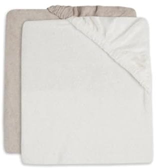 Jollein Wickelauflagenbezug - Ivory/Nougat - 2er Pack - 50x70cm - Baumwollfrottee - Bezug Wickelauflage - 1x Elfenbeinfarben, 1x Beige