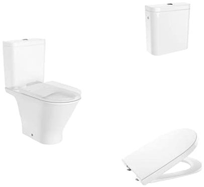 Roca,The Gap,ROUND - Inodoro completo con salida dual (incluye taza Rimless, cisterna de alimentación lateral y tapa)