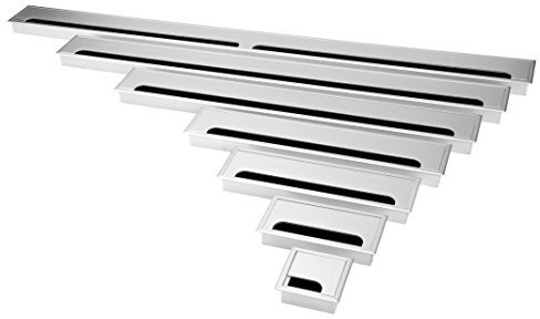 Aluminium Kabeldurchführung für Schreibtische, Arbeitsplatten Werkbänke | 8cm bis 100cm Länge | 3 Farben Schwarz Silber Gebürstet (80x80mm, Silver)
