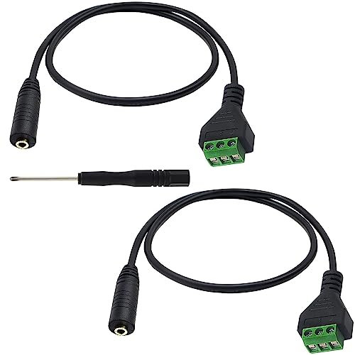 RUNCCI-YUN 3,5 mm Schraubanschluss vergoldet 3,5 mm (1/8) TRS Stereo Stecker Weiblich auf 3-polige Weiblich AV 3 -Kopfhörer Balun Lötfreier Konverteradapter (2 Stücke/Weiblich)