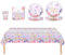69Pcs Spring Party Tableware Set,Plates Cups and Napkins,Tablecloth,Floral and Butterfly Birthday Party Tableware for Kids Women Happy Birthday Parties Decorations Supplies