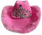 SAKEIOU Hochzeit Party Cowboyhut Erwachsene Frau LED Feder Lametta Krempe Hut Fedoras Filz Cowboyhut mit Strass Krone Dekor