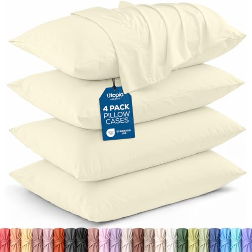 Utopia Bedding Queen Pillowcases - 4 Pack - Envelope Closure - Soft Brushed Microfiber Fabric - Shrinkage and Fade Resistant Pillow Covers Queen Size 20 X 30 Inches (Ivory)