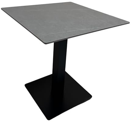 Gruppo Maruccia - Table pour Bar, Restaurants, Jardin - Top Effet Béton Marbre en Pierre Frittée - Pied Central Carré