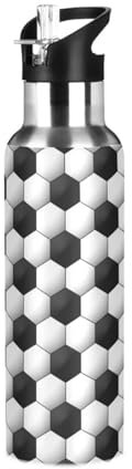 Bouteille d'eau avec paille étanche pour le sport, le football, le football - Bouteille isotherme sous vide pour filles et garçons - 600 ml