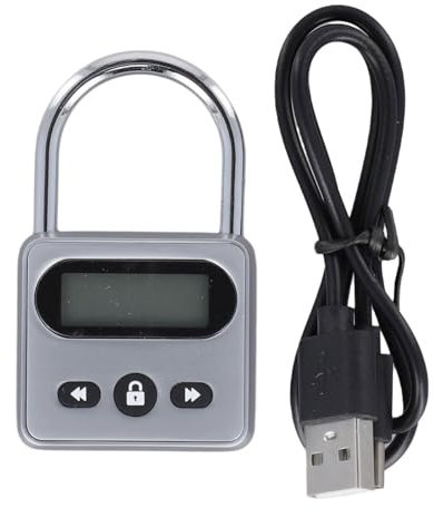Gbtdoface Digitale Zeitschloss,Metall Timer Schloss LCD Display Multi Funktion Elektronische Zeit 999 Stunden Max Timing(Gray)