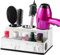 VITVITI Organizer Stand - Hair Dryer & Straightener Holder with 4 Slots, Makeup Storage Tray for Bathroom Vanity, Dressing Table, Kitchen Counter - Marble White