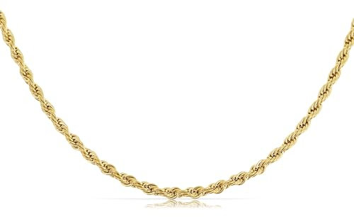 Made by Nami Glieder Halskette Damen Gold Edelstahl Sommer Schmuck 40 + 5 cm Länge Geschenk für Sie Wasserfest (Gekordelt)