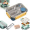 NNBWLMAEE Escentio Lunch Box, Heatable Bento Box Adult Lunch Box with Built in Sauce Jars, 30oz Portable Adult Leak-Proof Bento Box with Utensil for Dining Out, Work (3 Grid Blue)