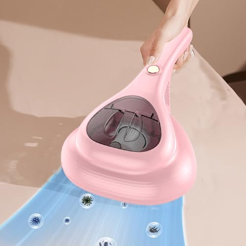 Kamanan 10 KPa Aspirapolvere Portatile per Materassi,Aspirapolvere Materasso Antiacaro,Aspira Acari per Materassi e Divani,Aspirapolvere per Materassi Senza Fili,Aspirapolvere per Acari (Rosa)