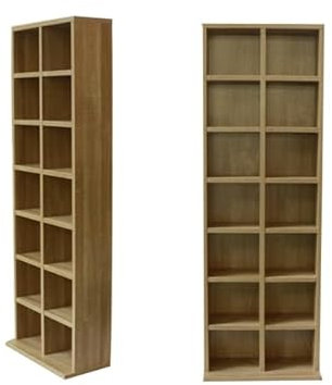Lillyvale Oak CD DVD Storage Unit Cabinet Furniture Bookcase Rack Tower Organizer Shelf Adjustable Living Room Office Wooden Media Blu Ray Video Games Up To 224 CD's