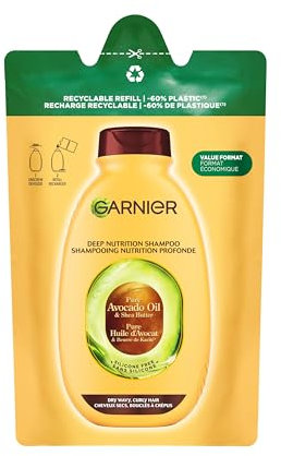 Garnier Eco-Larica Ultra Süßes reines Avocadoöl & Sheabutter, Eco-Ladenshampoo, sehr pflegend, trockenes Haar, welliges und lockiges Haar, 250 ml