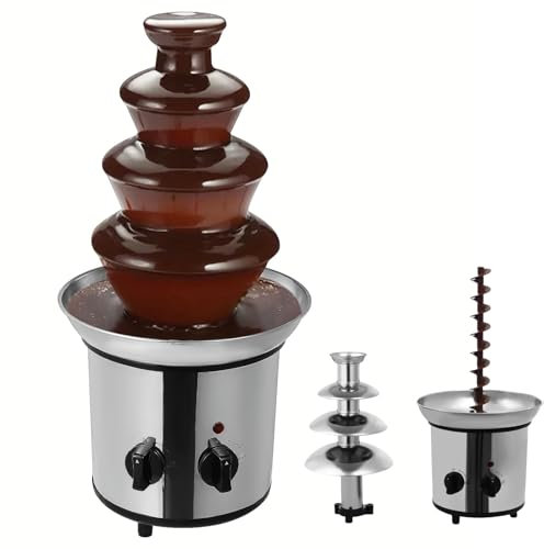 Garbenat Schokoladenbrunnen 4 Etagen Schokobrunnen 170W Elektrisch Schokolade Brunnen Maschine 1.8L Großes Schokofondue Edelstahl Schokoladenfontäne für Cafés, Hotels