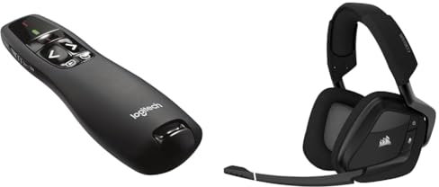 Logitech R400 Presentador Inalámbrico & Corsair Void RGB Elite Auriculares Inalámbricos