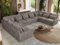MKS MEBLE Sofa U-Form, Wohnlandschaft, Couch, Ecksofa, Couchgranitur, Polsterecke, Big Sofa XXL, Polstergarnitur - Verso U 9M - Hellbraun Cord