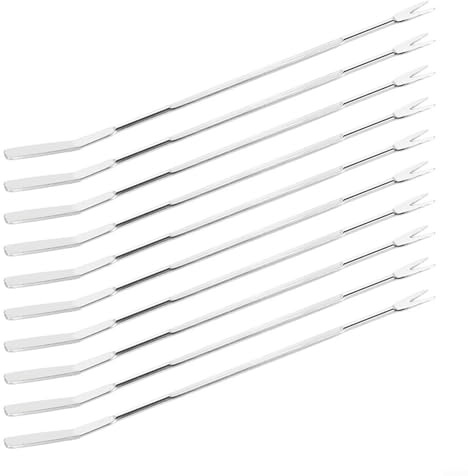 Pumixiy Juego de 10 tenedores de mariscos de acero inoxidable para patas de cangrejo, extractor de carne de marisco, púas compactas plateadas