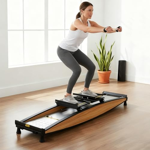 TBANVOO Heim-Skimaschine & Simulator, Einstellbarer Widerstand 0-100kg für Kraft- und Balancetraining, Inklusive Skistöcken, Maximallast 150kg
