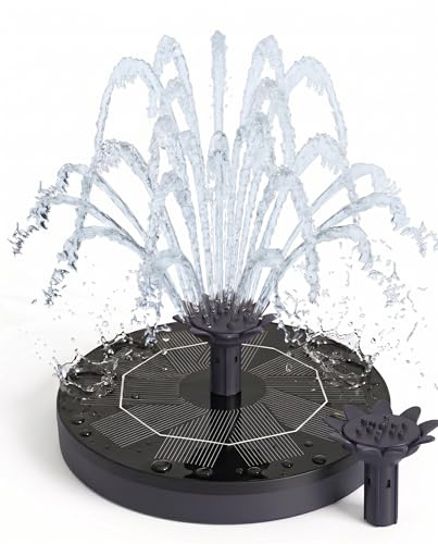 Solar Springbrunnen, 2026 Neueste 3.0W Solar Teichpumpe mit Innovative 4-in-1 Düse, 160mm Solarbrunnen, Solar Wasserpumpe Solar schwimmender Fontäne Pumpe für Gartenteich Springbrunnen Vogel-Bad Pool