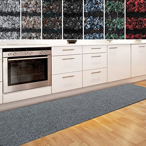 casa pura Küchenläufer Granada in großer Auswahl | strapazierfähiger Teppich Läufer für Küche Flur UVM. | Rutschfester Teppichläufer/Flurläufer für alle Böden (80x250 cm Grau)