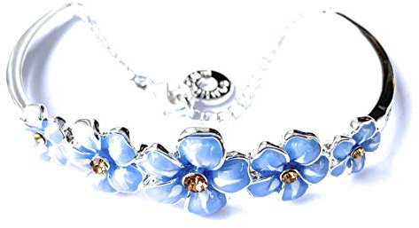 Equilibrium Jewellery versilberter Armreif mit Vergissmeinnicht Blume, in Geschenkbox, Silber