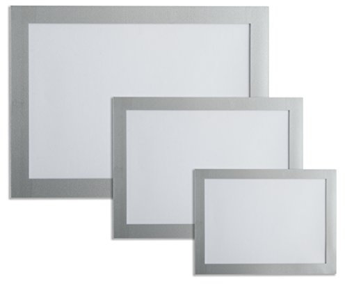 Karteo® Magnethülle silber | Magnetrahmen flexibel mit Rückwand Klebefläche | Informationsrahmen DIN A5 Format 420 x 297 mm | magnetischer Rahmen Kleberahmen Türschild Beschriftungsschild