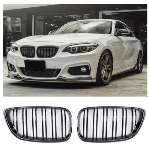GCP PASST FÜR 2ER F22 F23 F87 SPORT KÜHLERGRILL DOPPELSTEG GRILL GLANZ SCHWARZ