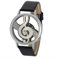 Dilwe Unisex Schmuck Liebhaber Uhr 2 Farben Quarz Analoge Paar Uhr Runde Hohle musikalische Anmerkung Vorwahlknopf PU-Bügel Armbanduhr(Schwarz)