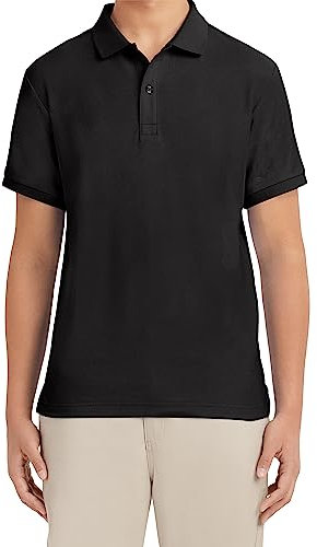 Nautica Men's Short Sleeve Uniform Stretch Polo Shirt, Black, Large 38/39