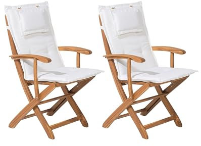 Gartenstühle mit bequemen Armlehnen 2 Set Akazienholz Heller Holzfarbton Maui