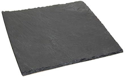 Acan Tradineur - Plato de Pizarra Cuadrado, Bandeja para hosteleria, Servicio y degustación, Canto rústico, Tabla de Piedra Natural para Servir Aperitivos - 30 x 30 cm