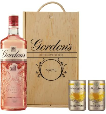 Personalised Premium Distilled Gordon's Pink Gin Gift Set – 70cl Bottle – Ideal Present for Valentine's Day, Mother’s Day, Birthdays, Anniversaries & Special Occasions