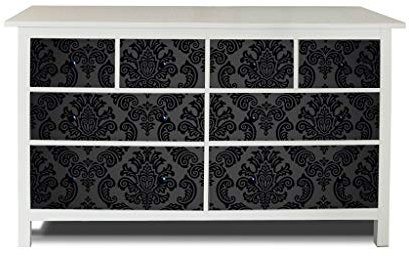 banjado® Möbelfolie selbstklebend für die IKEA Hemnes Kommode Schubladen - Schrankfolien selbstklebend mit Motiv Black Deluxe/Möbelfolie Hemnes für Kinder