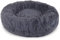 lionto Donutbett für Hunde und Katzen, Flauschiges Hundebett rund für kleine und große Heimtiere, Ø 70 cm, weiches Katzenbett aus kuscheligem Plüsch, Hundekissen mit extra Dicker Füllung, dunkelgrau