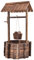 COSTWAY Pozo de Madera con Techo Cubo de Flores Maceta Decoración 56x56x114 centímetros Soporte para Plantas de Jardín Exterior