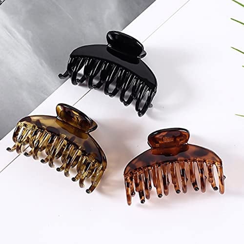 Medium Hair Claw Clips for Women - 3 Pack 2.7″ Small Hair Grips/Catch Jaw Barrette Plastic Nonslip HairClip for Girls Half Bun Hairpins for Thick/Thin Hair