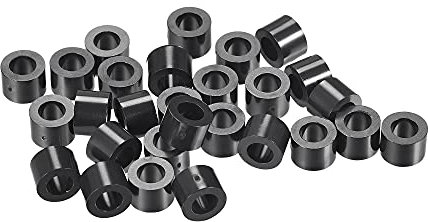 sourcing map ABS Round Spacer Washer ID 4.2mm OD 7mm L 5mm Plastic Standoff for 3D Printer TV Wall Mounting Electrical Outlet, Black, 100Pcs